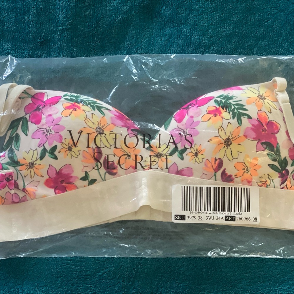 Pink Victoria Secret floral bra 34 A